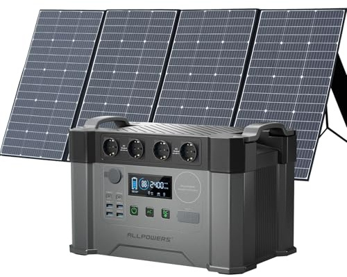 ALLPOWERS S2000Pro Station électrique portable 1451Wh panneaux solaire | générateur solaire avec panneaux solaire pliables de 400W 1 heure pour charger à 80%, 4 prises CA 2400W,camping-car, balcon