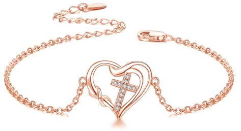 CUOKA MIRACLE Kreuz Armband für Mädchen 925 Sterling Silber Herz Kreuz Armband Damen Kreuz Armband Unendlichkeit Geschenke Schmuck für Tochter