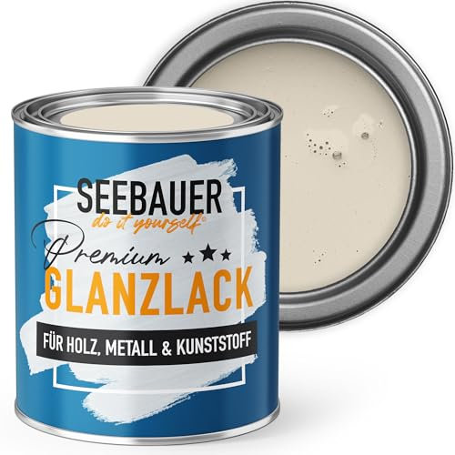 SEEBAUER diy Glanzlack Beige 750ml für Innen & Außen (No. 005 Orchid Dream) Möbelfarbe ohne Schleifen - Hybrid-Lack für Holz, Metall & Kunststoff - Holzlack, Möbellack hohe Deckkraft