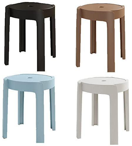 Stapelhocker aus Kunststoff, modernes Design, 4er-Set, für Esszimmerstühle und Barhocker, rund, stapelbar, mit X-Form-Verbindung, rutschfeste Fußpolster, unterstützt bis zu 150 kg, Zuhause, Küche,