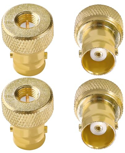 KUOQIY 4 Pièces Adaptateur BNC Femelle vers SMA Mâle, Adaptateurs de Conversion SMA vers BNC, pour Radios Bidirectionnelles, Appareils LAN sans Fil, Câbles Coaxiaux, Plaqué Or