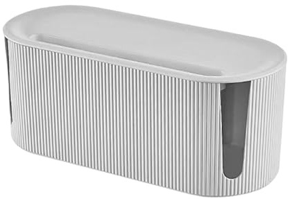 Yaztauho Cable Management Box, Desk Cord Organizer, Wire Organizer Box, Chargers, Adapters, TV Computer Wires Cable Hider (White)