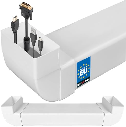 KOTARBAU® Canaleta para cables empotrada para TV, 110 x 55 mm, longitud: 62 cm, plástico, invisible, pasacables para TV, canal, empotrable, color blanco