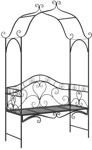 vidaXL Gartenbank Schwarz 121 x 48 x 200 cm Stahl, Garten und Terrasse, Moderner Stahlbank, Wetterfestes Mobiliar für den Außenbereich, Robuste Sitzgelegenheit