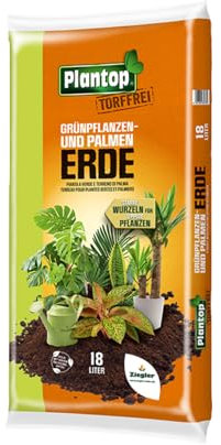 Plantop Grünpflanzen- und Palmenerde torffrei 18 Liter – Spezialerde für Zimmerpflanzen & Palmen – Mit Perlite, Quarzsand & Timpor Holzfaser – Kultursubstrat aus nachwachsenden Rohstoffen – 18 Liter