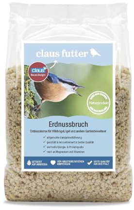 Claus Erdnussbruch | 750 g | Geschälte, zerkleinerte Erdnusskerne für Wildvögel & Eichhörnchen | Eiweiß- & energiereich | Ambrosiafrei | Ganzjahresfutter ohne Schalen
