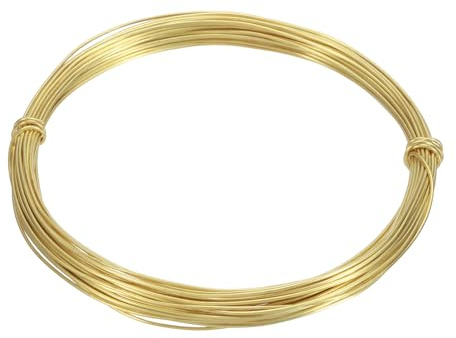 sourcing map 22 Gauge Brass Craft Wire, 30 ft Jeweler's Brass Wrapping Wire | Flexible Bendable Round Wire for Jewelry Making, DIY Crafts, Modeling, Decorations