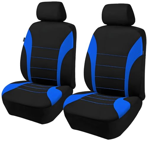 2 Stück Autositzbezüge für Vordersitze, Atmungsaktiv Autositzschoner (Blau)