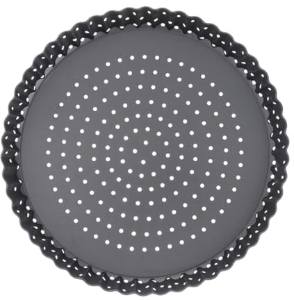 Alipis Molde para Pizza de Acero Antiadherente con Desmontable y Orificios Bandeja de Hornear Redonda para Uso Profesional Restaurantes y Cocina