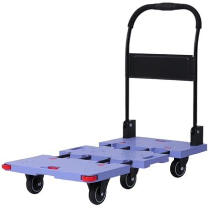 Carrello Pieghevole, Carrello con Pianale, con 6 Ruote, Telaio Retrattile, Capacità di Carico 400 Kg, Adatto per Uso Domestico e Commerciale(Purple)