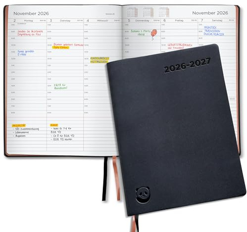Premium Terminplaner 2026 2027 von SmartPanda – Wochenplaner A4, Roségold – Softcover und Geschenkbox – Terminkalender, 30 Minuten-Intervalle – Juli - August, Planer – auf Deutsch (2026-2027)
