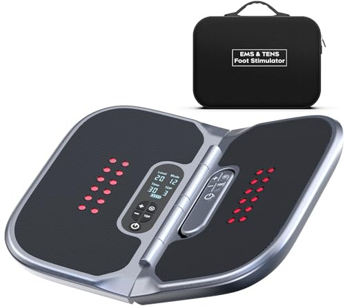 Neuer Durchblutungs-Stimulator Beine, EMS Fußmassagegerät Elektrisch, Verbessert die Fußdurchblutung und Neuropathie, Bekämpft Knie- und Beinschmerzen, TENS Gerät mit 8 Elektroden Pads