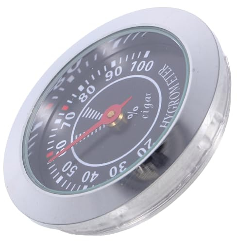 TEHAUX Mechanical Round Cigar Hygrometer 38mm Black Analog Humidor Gauge for Cigar Boxes, Guitar Cases, and Tobacco Cabinets Household Use