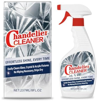 Chandelier Cleaner Drip Dry Spray - No Wipe Glass Cleaner Spray, Effortless Streak-Free Finish for Chandeliers, Windows & Glass, 237ml Long-Lasting Bottle