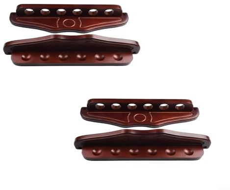 Billardqueue-Ständer aus Holz zur Wandmontage, mit 6 Schlitzen für Pool, Snooker & Billard Queues – robuster roter Hänge-Halter Ständer, ca. 40 x 12 x 12 (Weinrot 2 Set)