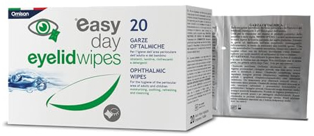 Easy Day Garze Oculari Monouso, per il Trattamento e la Detersione Perioculare dell’Adulto e del Bambino. Con Acido ialuronico e Principi Naturali - 20 Garze singole