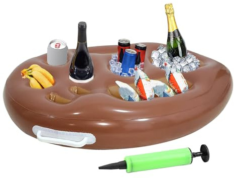 Pool Side Floating Cup Holder - 9 Hole Drink Organizer, Folding Tray | Durable Floating Drink Holder that Supports Hot Tub, Beach Picnic, Po