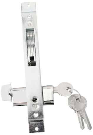 Lecreatekit Zinc Alloy Sliding Door Hook Lock with Keys for Kitchen Balcony, Silver Security Latch for 35-55mm Indoor Glass Doors