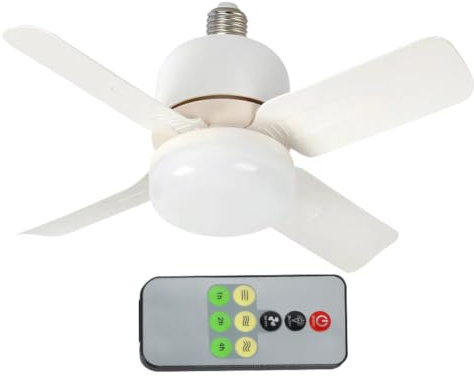 Ceiling Fans with Lights 14W E27 LED Dimmable Silent Fan Light with Remote | Comes with lamp & remote, replaceable bulb fan, fits bedroom, living room, kitchen, balcony