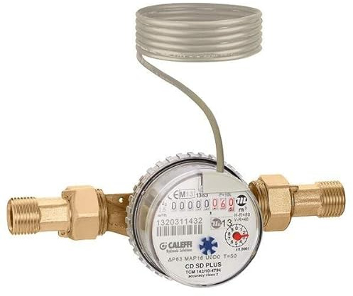 Caleffi - Contador volumétrico de Agua fría, Cromado, Talla única
