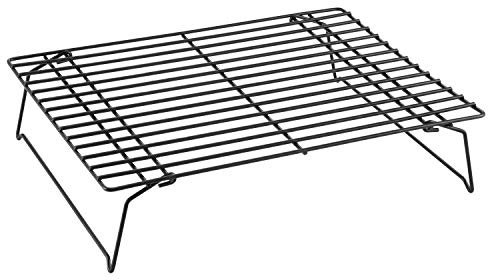 CHEFMADE Baking and Cooling Rack, 13.5-Inch Non-Stick Stackable Collapsible Rectangle Wire Rack for Oven Baking (Black)