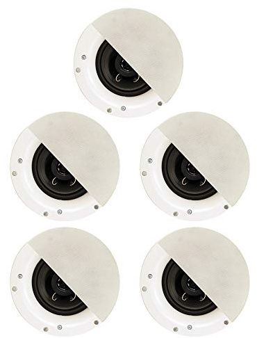 Acoustic Audio by Goldwood R192 Frameless in Ceiling/in Wall 5 Speaker Set 2 Way Home Theater Surround Speakers, White