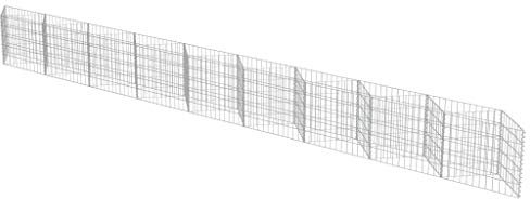 yorten Gabionenwand mit Pflanzkasten aus Verzinkter Stahl Silbern 630 x 30 x 50 cm (L x B x H) für Stützmauern Gartenzaun