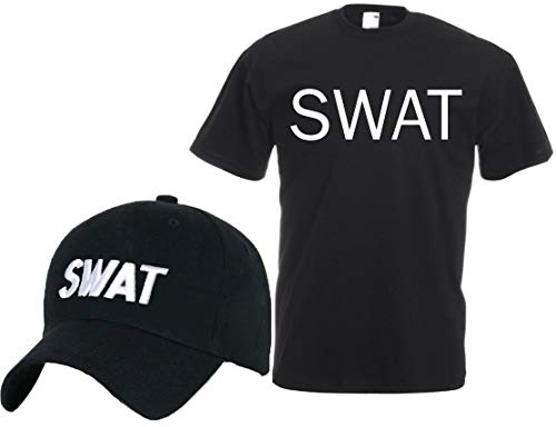 Set T-shirt & baseballkeps Swat Security Casual Military sporthatt 100 % bomull män dam skjorta, Set Swat Baseball Cap, L