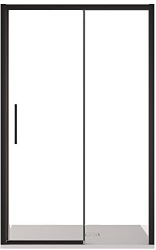 LAGOA porte de douche coulissante avec verre noir profilés anti-calcaire 6 mm H195-140