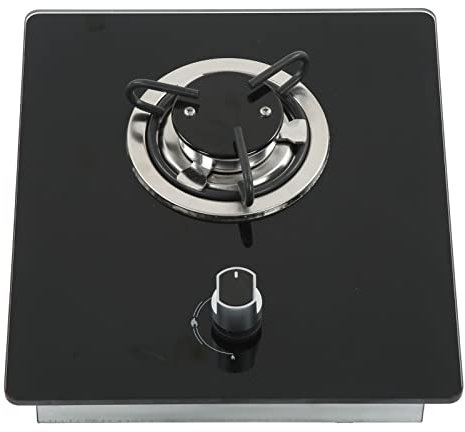 CUEI Gas Stove Single Side Grill Burner, 11.4 x 12.8in 1.8Kw Power Tempered Glass Panel RV Gas Cooktop, Portable Stainless Steel Free Fire Adjustment Drop-in Gas Hob for Caravan Yacht Boat Kitchen