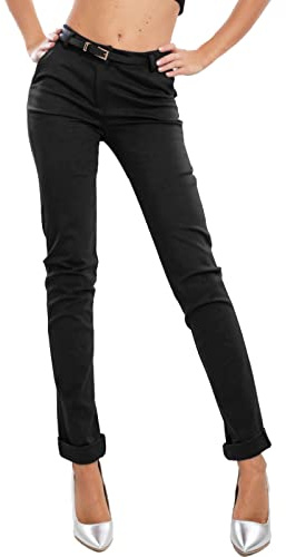Toocool Pantaloni Donna Classici Eleganti Tasche Vita Bassa Invernali MS-2808 [L,Nero]