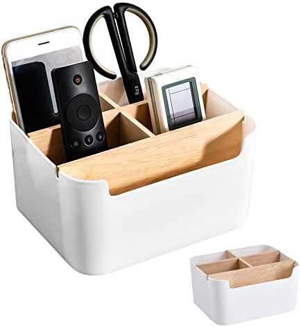 LETTERASHQP Schreibtisch Organizer Weiß 5 Fächer Bambus Organizer Schreibtisch Stifte Organizerschreibwaren Holz Desktop Organizer Schminktisch organizers Schreibtisch Zubehör