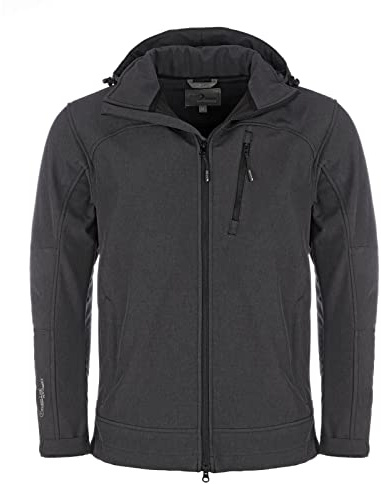 Blue Wave Herren Softshelljacke Bent - Outdoor-Jacke Übergangsjacke Jacke mit abnehmbarer Kapuze in Anthrazit Melange Größe M