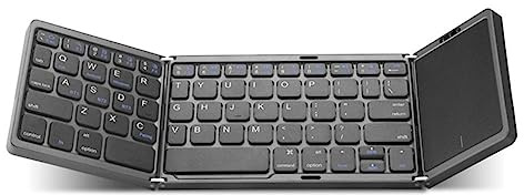 DHliIQQ Tastiera Bluetooth pieghevole con touchpad ricaricabile multi dispositivo senza fili con per tastiera Android iOS Windows Trackpad