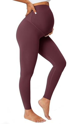 BAYDI Nudi Mallas de maternidad opacas de cintura alta para mujer, pantalones de maternidad, leggings largos elásticos para embarazadas, M