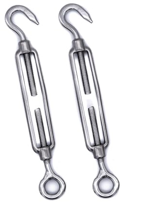 2Pcs 316 Stainless steel turnbuckle rigging screw hook to eye M5 M6 M8 tension adjuster A4 marine grade… (M5)