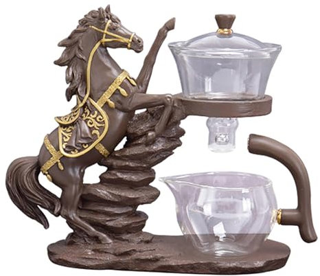 KALWEL, Théière magique, service à thé automatique, magnétique, paresseux, en verre marron, 0,7 kg, avec couvercle, 1 service