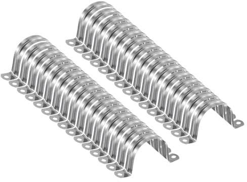 sourcing map 30pcs 2 Inch 50mm Conduit Clamps, M50 U Tube Pipe Clamp | Stainless Steel,Rigid Pipe Strap, U Shaped Bracket with Two Hole for Pipe Tube Hose Wire Cord Fixing
