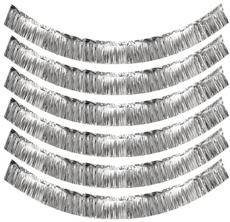 Yuragim 6 Stück Silber Lametta Girlande, Einzelleiste 3m x 30cm Metallic Fransenbanner Girlanden Wall Hanging Dekoration Folien Fransen Girlande für Weihnachten Geburstag Karneval Hochzeit Party Deko