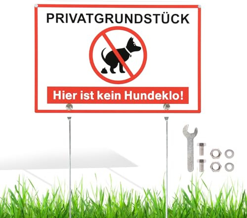 Luxoraiova Signs Kein Hundeklo Sign, Aluminium, 20 x 30 cm (A4), Privatgrundstück Hier ist kein Hunde Sign, Hunde Verboten with Posts, UV Protection