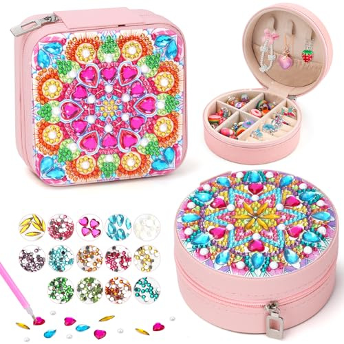 WhizWinks Diamond Art Jewellery Box for Girls: 2 PCS Craft Kits for Kids Birthday Presents - Gifts for 5 6 7 8 9 10 Year Old Gilrs Toys - Arts and Crafts for Kids Age 5 6 8 10 DIY Creative Activities