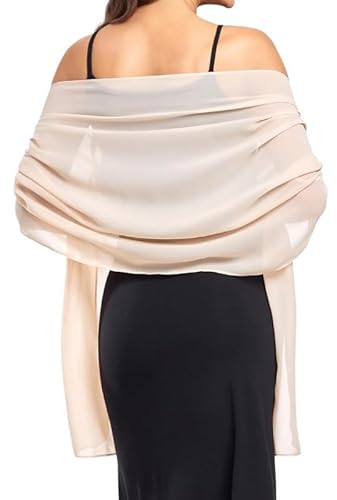 Stola Für Abendkleid Damen Chiffon Sommer Schal Sheer Tücher Und Wraps Schals & Tücher Hochzeit Braut Schultertuch Leichter Weicher Schal Für Brautkleid Alltagskleidung Festliche (Beige)