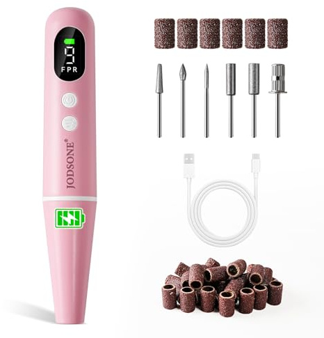 JODSONE 20000 RPM Trapano unghie portatile multifunzione silenzioso con indicatore LED Ricaricabile professionale trapano per unghie domestico Salon Rosa