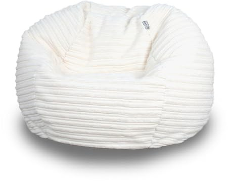 Bags of Beans Corduroy Kids Bean Bag Chair with Filling Included - Lightweight Comfortable Beanbag Seat - Machine Washable Childrens Beanbag Furniture for Girls & Boys - 67 x 48cm (Ivory)