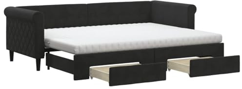 ATOMSTACK MAKER Dagssäng utdragbar 2-i-1 de Terciopelo Con 2 Cajas Deslizantes y 2 Colchones de Espuma 80 x 200 cm – Sofá Cama Compacto för vuxna, perfekt för Dormitorios och Salones Pequeños