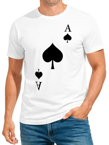 MoonWorks® Herren T-Shirt Kartenspiel Kostüm Spielkarten Gruppenkostüm Partnerkostüm Fasching Karneval Faschingsshirt