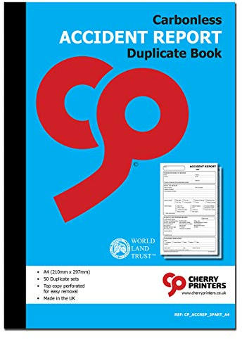Cherry Printers NCR Accident Report Duplicate Book A4 50 Sets Carbonless