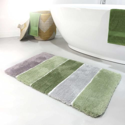 Homie Living Rio Marina getufteter Badteppich, 70 x 120 cm, grün | Badematte kuscheliger flauschiger weicher Flor l Rutschfest und Waschbar