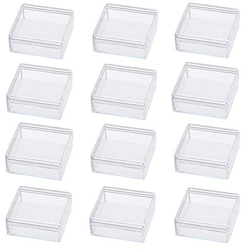 BENECREAT 15 Pack 5x5x2cm Quadrat Hochtransparente Kunststoffkügelchen Aufbewahrungsbehälter Box Case für Schönheitsartikel, kleine Perlen, Schmuckzubehör und andere kleine Gegenstände
