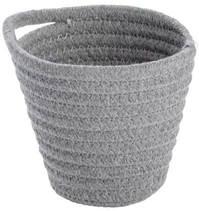 WENKO Badkorb Soria Grau, Aufbewahrungskorb, praktische Schlaufe zum Aufhängen, für Kosmetik, Bürste, Nagellack, Pinzette, Pinsel, hochwertiges Baumwollgewebe mit Polyester, 12,5 x 12 x 14,5 cm